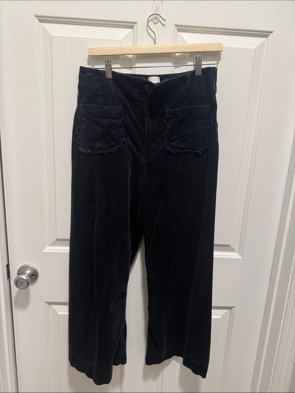 Maeve Collette Navy High-Rise Corduroy Jeans with Front Patch Pockets, - Picture 3 of 4